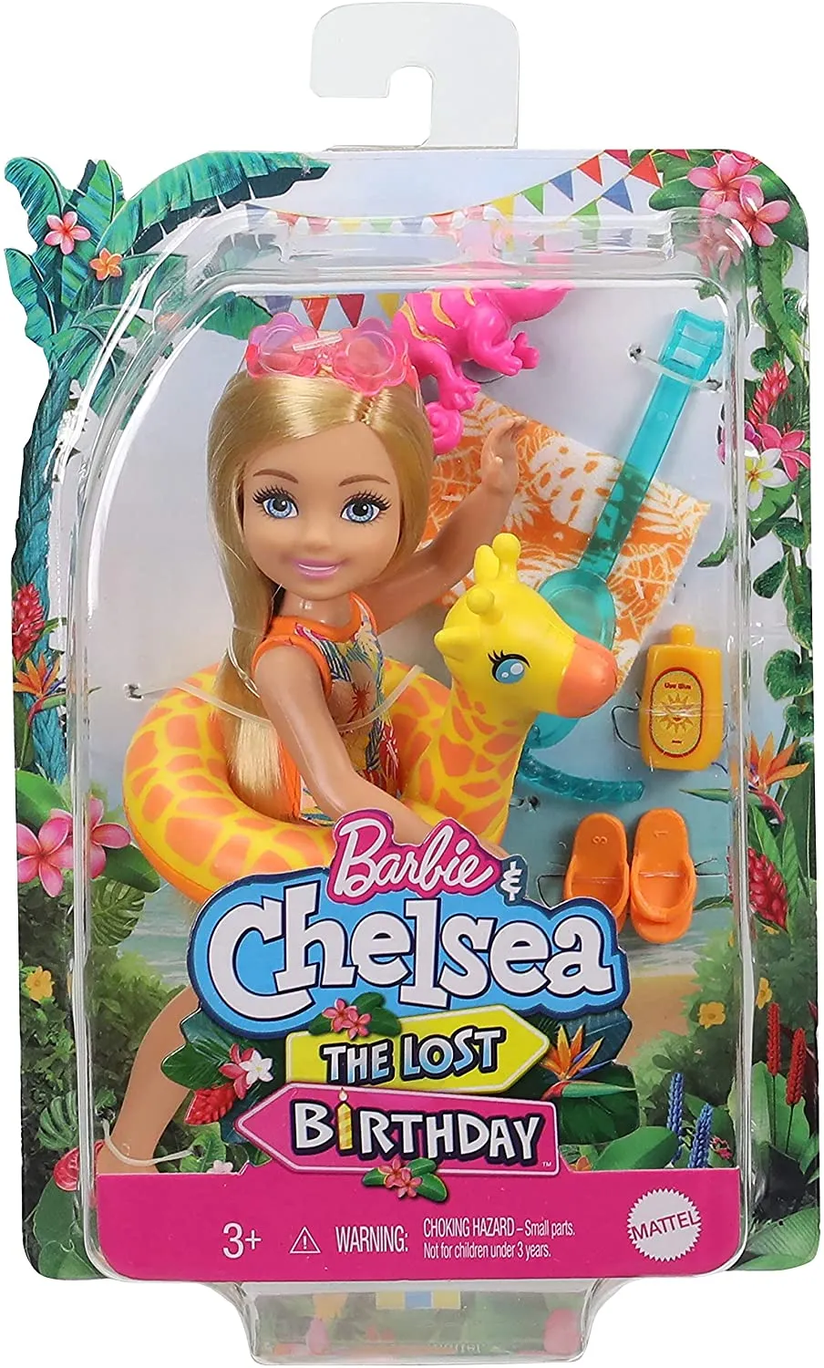 Barbie and Chelsea The Lost Birthday Playset with Chelsea Doll (Blonde, 6-in), Jungle Pet, Floatie and Accessories