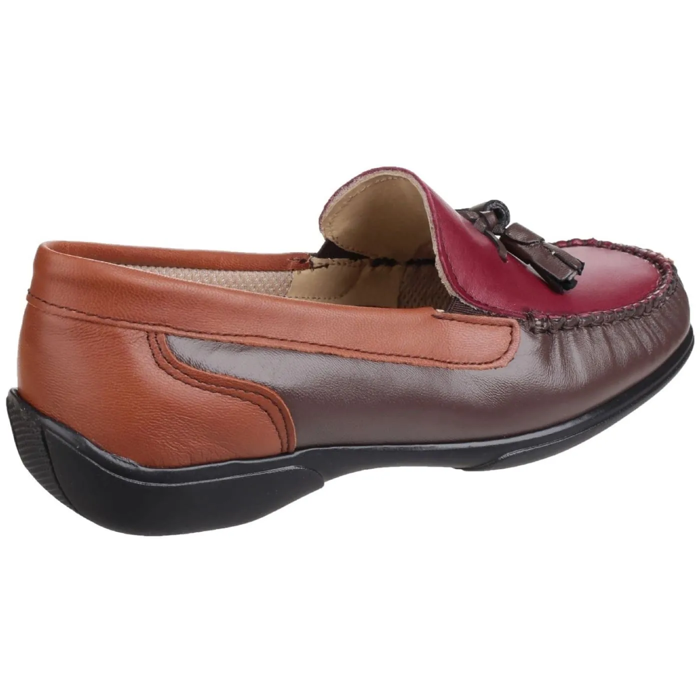 Cotswold Biddlestone Brown/Wine Ladies Leather Slip Ons