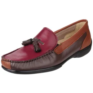 Cotswold Biddlestone Brown/Wine Ladies Leather Slip Ons