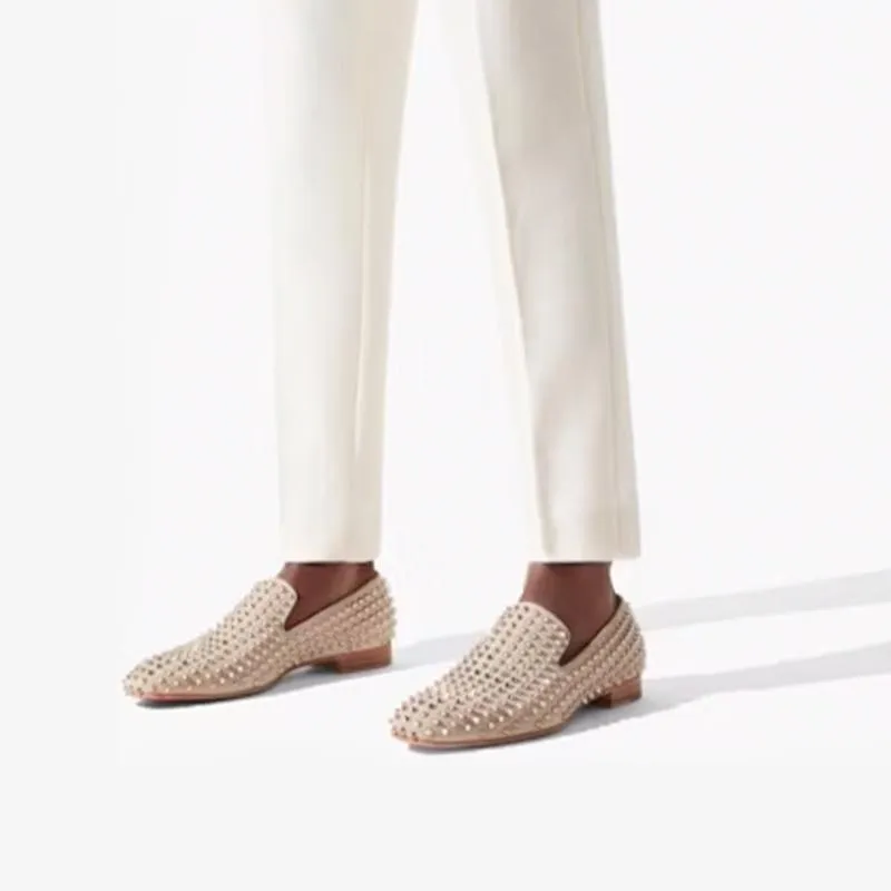 Grey Suede Full Spike Loafers