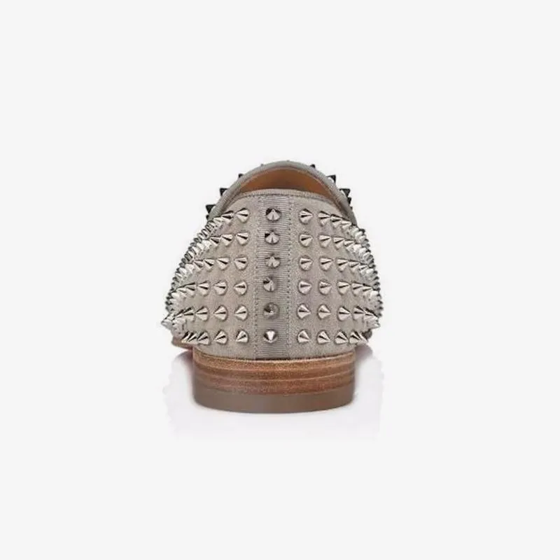 Grey Suede Full Spike Loafers