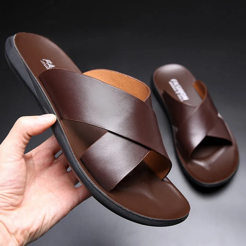 RivieraRoamer™ -  Men's Italian Leather Luxury Sandals