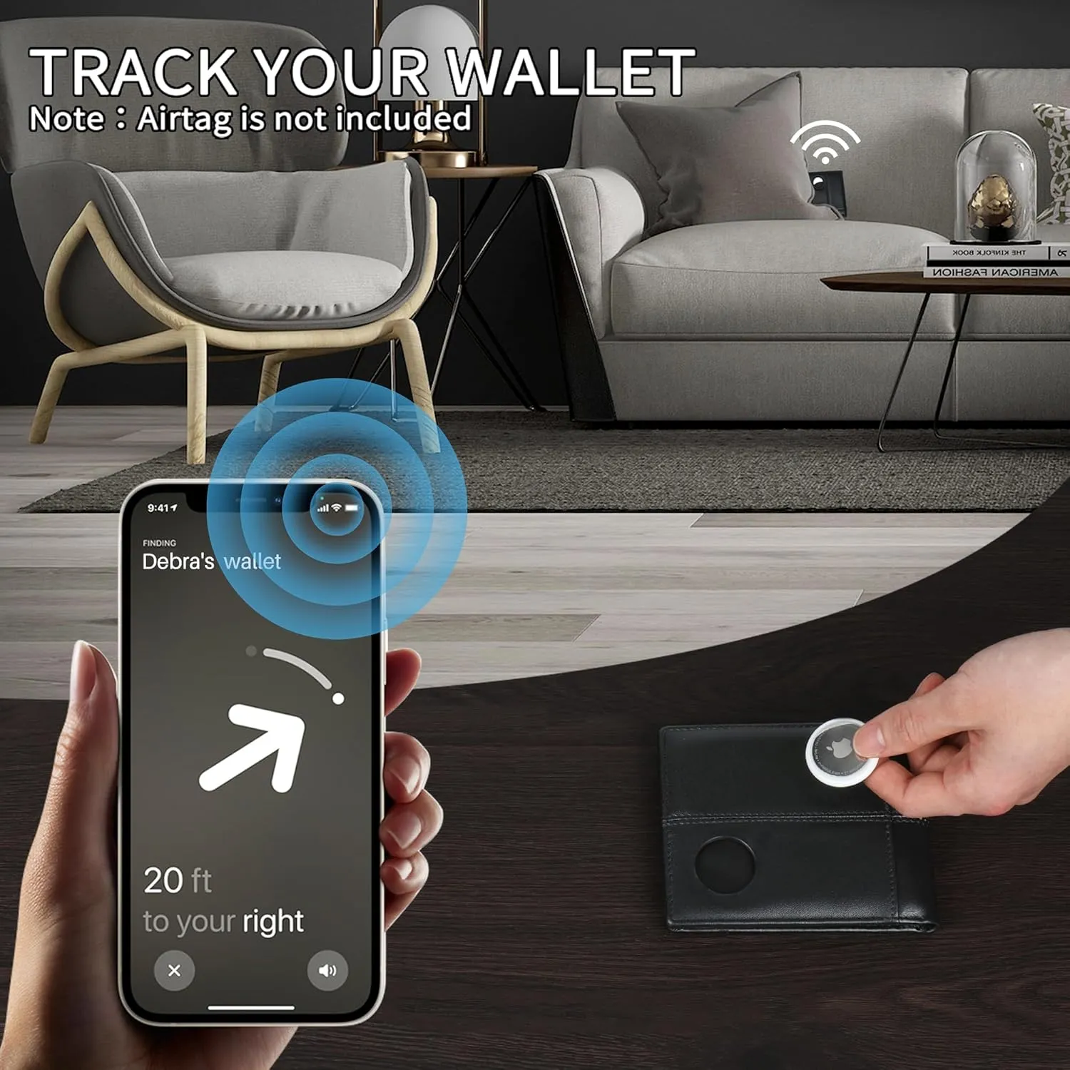 Swallowmall AirTag Wallet Mens RFID Blocking Genuine Bifold Leather Wallets for air tag Men's Wallet with 1 ID Window 15 Card Slots (Airtag Not included)