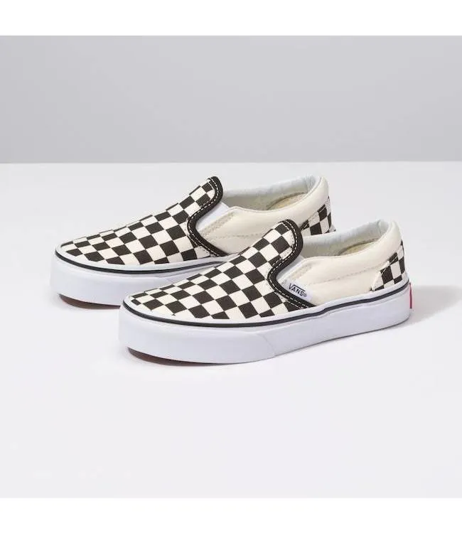VANS KIDS CLASSIC SLIP ON BLACK & WHITE CHECKERBOARD
